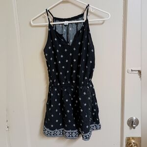 Old Navy Blue & White Patterned Spaghetti Strap Romper?Jumpsuit Size XS